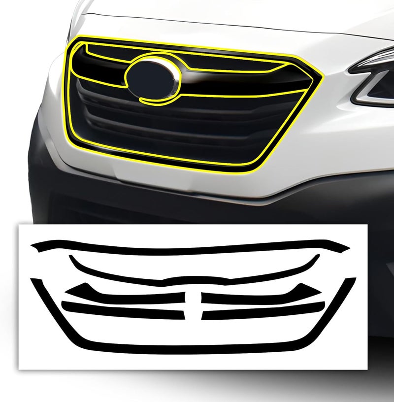 BOGAR TECH DESIGNS Front Chrome Delete Overlay Film Compatible with Subaru Outback 2020-2022, Gloss Black - Image 1